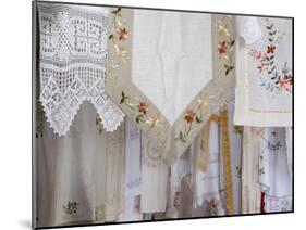 Greece, Crete. Lace and embroidery in shop in town of Kritsa. Lasithi Region.-Scott Smith-Mounted Photographic Print