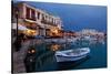 Greece, Crete, Rethimnon, Venetian Harbour, Illuminated, in the Evening-Catharina Lux-Stretched Canvas