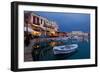 Greece, Crete, Rethimnon, Venetian Harbour, Illuminated, in the Evening-Catharina Lux-Framed Photographic Print