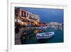 Greece, Crete, Rethimnon, Venetian Harbour, Illuminated, in the Evening-Catharina Lux-Framed Photographic Print