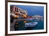 Greece, Crete, Rethimnon, Venetian Harbour, Illuminated, in the Evening-Catharina Lux-Framed Photographic Print