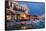 Greece, Crete, Rethimnon, Venetian Harbour, Illuminated, in the Evening-Catharina Lux-Framed Stretched Canvas