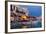 Greece, Crete, Rethimnon, Venetian Harbour, Illuminated, in the Evening-Catharina Lux-Framed Photographic Print