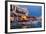 Greece, Crete, Rethimnon, Venetian Harbour, Illuminated, in the Evening-Catharina Lux-Framed Photographic Print