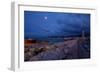 Greece, Crete, Rethimnon, Venetian Harbour, Lighthouse, Ship, in the Evening-Catharina Lux-Framed Photographic Print
