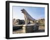 Greece, Cyclades Islands, Delos Island Lion Statue at Terrace of the Lions-null-Framed Giclee Print