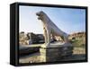 Greece, Cyclades Islands, Delos Island Lion Statue at Terrace of the Lions-null-Framed Stretched Canvas