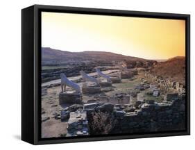 Greece, Cyclades Islands, Delos Island, Terrace of the Lions-null-Framed Stretched Canvas