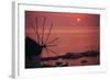 Greece, Cyclades Islands, Mykonos. Boni Windmill and Mykonos Harbor-Walter Bibikow-Framed Photographic Print