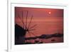 Greece, Cyclades Islands, Mykonos. Boni Windmill and Mykonos Harbor-Walter Bibikow-Framed Photographic Print