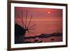 Greece, Cyclades Islands, Mykonos. Boni Windmill and Mykonos Harbor-Walter Bibikow-Framed Photographic Print