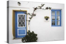Greece, Cyclades Islands, Paros, Naoussa, Doorway of House-Walter Bibikow-Stretched Canvas