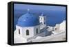 Greece, Cyclades Islands, Santorini Archipelago, Thera Island, Imerovigli, Church and Bell Tower-null-Framed Stretched Canvas