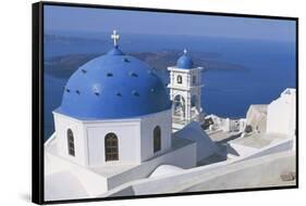 Greece, Cyclades Islands, Santorini Archipelago, Thera Island, Imerovigli, Church and Bell Tower-null-Framed Stretched Canvas