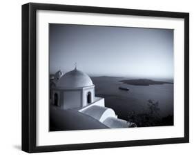 Greece, Cyclades, Santorini, Fira (Thira), Church and View of Santorini Caldera-Michele Falzone-Framed Photographic Print