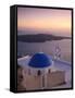 Greece, Cyclades, Santorini, Firostefani, Church and View of Santorini Caldera-Michele Falzone-Framed Stretched Canvas