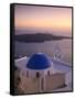 Greece, Cyclades, Santorini, Firostefani, Church and View of Santorini Caldera-Michele Falzone-Framed Stretched Canvas