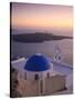 Greece, Cyclades, Santorini, Firostefani, Church and View of Santorini Caldera-Michele Falzone-Stretched Canvas