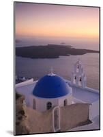 Greece, Cyclades, Santorini, Firostefani, Church and View of Santorini Caldera-Michele Falzone-Mounted Photographic Print