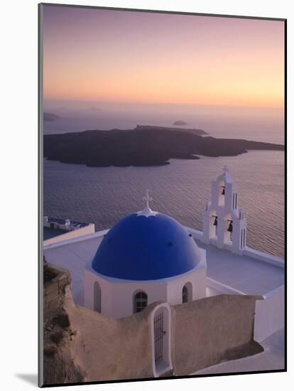 Greece, Cyclades, Santorini, Firostefani, Church and View of Santorini Caldera-Michele Falzone-Mounted Photographic Print