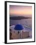 Greece, Cyclades, Santorini, Firostefani, Church and View of Santorini Caldera-Michele Falzone-Framed Photographic Print