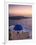 Greece, Cyclades, Santorini, Firostefani, Church and View of Santorini Caldera-Michele Falzone-Framed Photographic Print