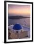 Greece, Cyclades, Santorini, Firostefani, Church and View of Santorini Caldera-Michele Falzone-Framed Photographic Print