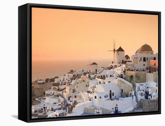 Greece, Cyclades, Santorini, Oia Town and Santorini Caldera-Michele Falzone-Framed Stretched Canvas