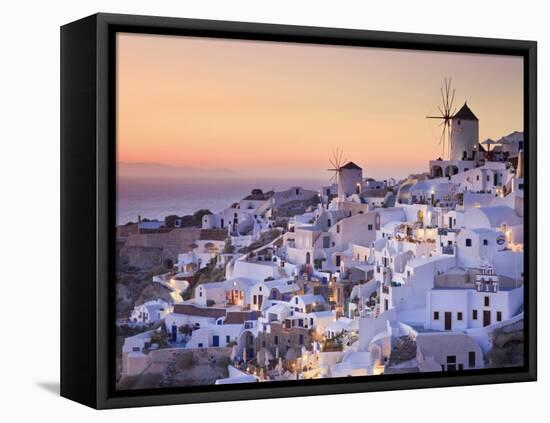 Greece, Cyclades, Santorini, Oia Town and Santorini Caldera-Michele Falzone-Framed Stretched Canvas