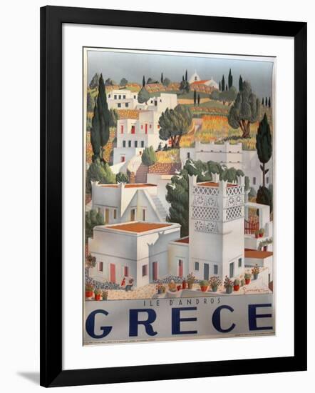 Greece Dandros travel poster-null-Framed Giclee Print