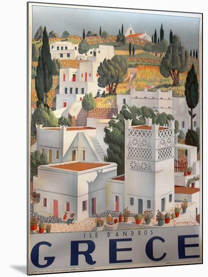 Greece Dandros travel poster-null-Mounted Giclee Print