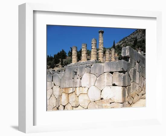 Greece, Delphi, Polygonal Wall Beneath Temple of Apollo, at Archaeological Site-null-Framed Giclee Print