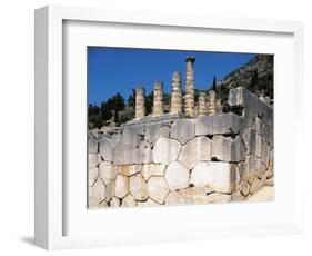 Greece, Delphi, Polygonal Wall Beneath Temple of Apollo, at Archaeological Site-null-Framed Giclee Print