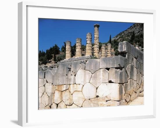 Greece, Delphi, Polygonal Wall Beneath Temple of Apollo, at Archaeological Site-null-Framed Giclee Print