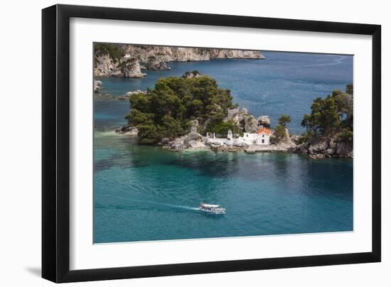 Greece, Epirus Region, Parga, Elevated View of Panagias Island-Walter Bibikow-Framed Photographic Print