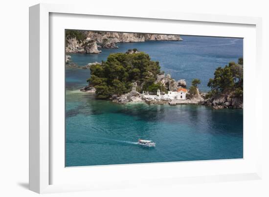 Greece, Epirus Region, Parga, Elevated View of Panagias Island-Walter Bibikow-Framed Photographic Print