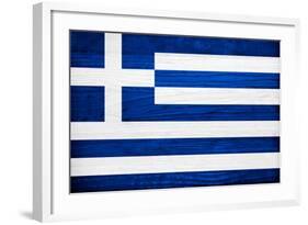 Greece Flag Design with Wood Patterning - Flags of the World Series-Philippe Hugonnard-Framed Art Print