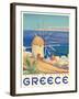 Greece - Island of Mykonos, Vintage Travel Poster 1949-Pacifica Island Art-Framed Art Print