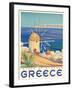 Greece - Island of Mykonos, Vintage Travel Poster 1949-Pacifica Island Art-Framed Art Print