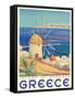 Greece - Island of Mykonos, Vintage Travel Poster 1949-Pacifica Island Art-Framed Stretched Canvas