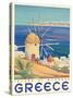 Greece - Island of Mykonos, Vintage Travel Poster 1949-Pacifica Island Art-Stretched Canvas