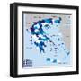 Greece Map-tony4urban-Framed Art Print