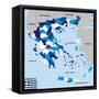 Greece Map-tony4urban-Framed Stretched Canvas