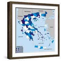 Greece Map-tony4urban-Framed Art Print