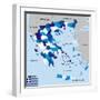 Greece Map-tony4urban-Framed Art Print