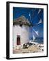 Greece, Mykonos, Mykonos City, Windmill, Donkey-Thonig-Framed Photographic Print