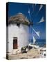 Greece, Mykonos, Mykonos City, Windmill, Donkey-Thonig-Stretched Canvas