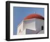 Greece Mykonos Red-Dome Church-null-Framed Art Print