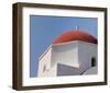 Greece Mykonos Red-Dome Church-null-Framed Art Print