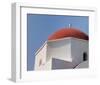 Greece Mykonos Red-Dome Church-null-Framed Art Print